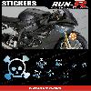 Stickers Motos 16 stickers tete de mort SKULL RAIN - CHROME - Run-R