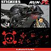 Stickers Motos 16 stickers tete de mort SKULL RAIN - ROUGE - Run-R