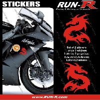 Stickers Motos 2 stickers DRAGON 10 cm - ROUGE - Run-R