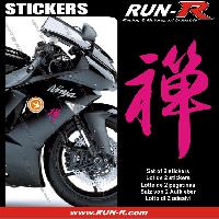 Stickers Motos 2 stickers KANJI ZEN 16 cm - ROSE - Run-R