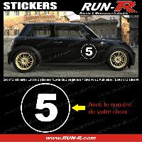 Stickers Personnalisés 2 stickers NUMERO DE COURSE 28 cm - BLANC - TOUT VEHICULE - Run-R