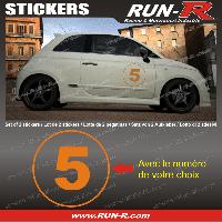 Stickers Personnalisés 2 stickers NUMERO DE COURSE 28 cm - ORANGE - TOUT VEHICULE - Run-R