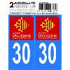 Stickers Plaques Immatriculation 10x Autocollant departement 30 - OCCITANIE