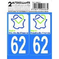 Stickers Plaques Immatriculation 10x Autocollant departement 62 - HAUTS DE France
