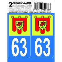 Stickers Plaques Immatriculation 10x Autocollant departement 63 - BLASON AUVERGNE