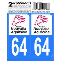 Stickers Plaques Immatriculation 10x Autocollant departement 64 - NOUVELLE AQUITAINE