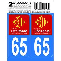 Stickers Plaques Immatriculation 10x Autocollant departement 65 - OCCITANIE