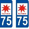 Stickers Plaques Immatriculation 10x Autocollant departement 75 - PARIS -x2-