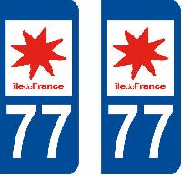 Stickers Plaques Immatriculation 10x Autocollant departement 77 - SEINE ET MARNE -x2-