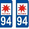 Stickers Plaques Immatriculation 10x Autocollant departement 94 - VAL DE MARNE -x2-