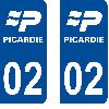 Stickers Plaques Immatriculation 10x Autocollants Departement 02 - PICARDIE X2