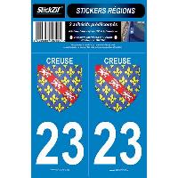 Stickers Plaques Immatriculation 2 Adhesifs Region Departement 23 CREUSE