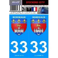 Stickers Plaques Immatriculation 2 autocollants City 33