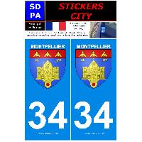 Stickers Plaques Immatriculation 2 autocollants City 34