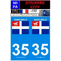 Stickers Plaques Immatriculation 2 autocollants City 35 version 2 Saint-Malo