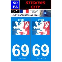 Stickers Plaques Immatriculation 2 autocollants City 69