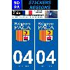 Stickers Plaques Immatriculation 2 autocollants Region Departement 04
