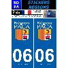Stickers Plaques Immatriculation 2 autocollants Region Departement 06