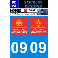 Stickers Plaques Immatriculation 2 autocollants Region Departement 09