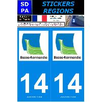 Stickers Plaques Immatriculation 2 autocollants Region Departement 14