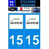 Stickers Plaques Immatriculation 2 autocollants Region Departement 15