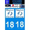 Stickers Plaques Immatriculation 2 autocollants Region Departement 18