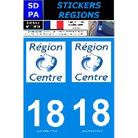 Stickers Plaques Immatriculation 2 autocollants Region Departement 18