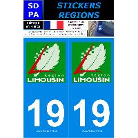 Stickers Plaques Immatriculation 2 autocollants Region Departement 19