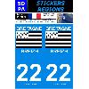 Stickers Plaques Immatriculation 2 autocollants Region Departement 22