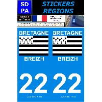 Stickers Plaques Immatriculation 2 autocollants Region Departement 22