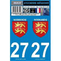 Stickers Plaques Immatriculation 2 autocollants Region Departement 27 -nouvelle version-