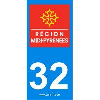 Stickers Plaques Immatriculation 2 autocollants Region Departement 32