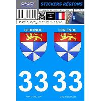 Stickers Plaques Immatriculation 2 autocollants Region Departement 33 version 2
