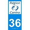 Stickers Plaques Immatriculation 2 autocollants Region Departement 36