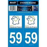 Stickers Plaques Immatriculation 2 autocollants Region Departement 59