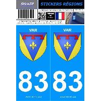 Stickers Plaques Immatriculation 2 autocollants Region Departement 83 version 2