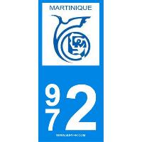 Stickers Plaques Immatriculation 2 autocollants Region Departement 972