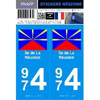 Stickers Plaques Immatriculation 2 autocollants Region Departement 974 version 2