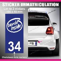 Stickers Plaques Immatriculation 2 stickers plaque immatriculation - Modele BLONDE INSIDE - Run-R
