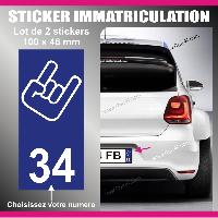 Stickers Plaques Immatriculation 2 stickers plaque immatriculation - Modele ROCK - Run-R