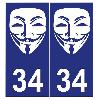 Stickers Plaques Immatriculation 2 stickers Run-R PI025 Anonymous compatible avec plaque immatriculation - 100x46mm - Run-R