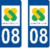 Stickers Plaques Immatriculation Autocollant departement 08 - ARDENNES X2