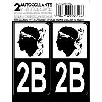 Stickers Plaques Immatriculation Autocollant departement 20B - HAUTE CORSE Noir -x2-