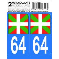 Stickers Plaques Immatriculation Autocollant departement 64 - DRAPEAU BASQUE -x2-