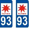 Stickers Plaques Immatriculation Autocollant departement 93 - SEINE SAINT DENIS -x2-
