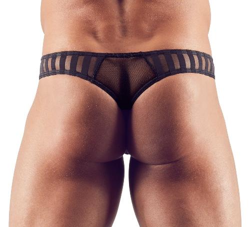 String Homme Noir transparant a rayures - M