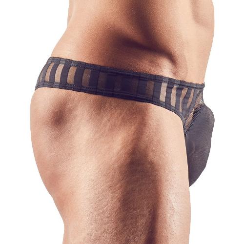String Homme Noir transparant a rayures - M