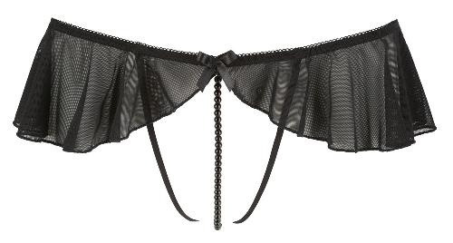 String noir ouvert avec volant et perles -Taille XL
