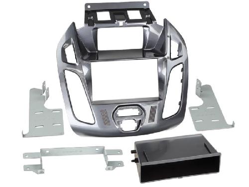 Supports Autoradio de Roger Support 2Din compatible avec Ford Tourneo Transit Connect ap13 Avec ecran - vide poche - Gris Nebula
