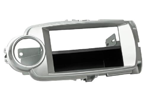 Supports Autoradio de Roger Support 2Din compatible avec Toyota Yaris 11-14 Avec vide poche - Argent